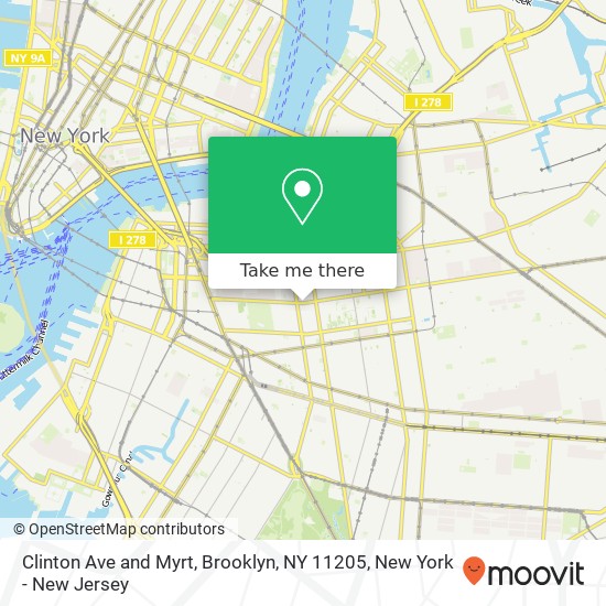 Mapa de Clinton Ave and Myrt, Brooklyn, NY 11205