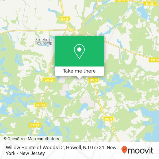 Mapa de Willow Pointe of Woods Dr, Howell, NJ 07731