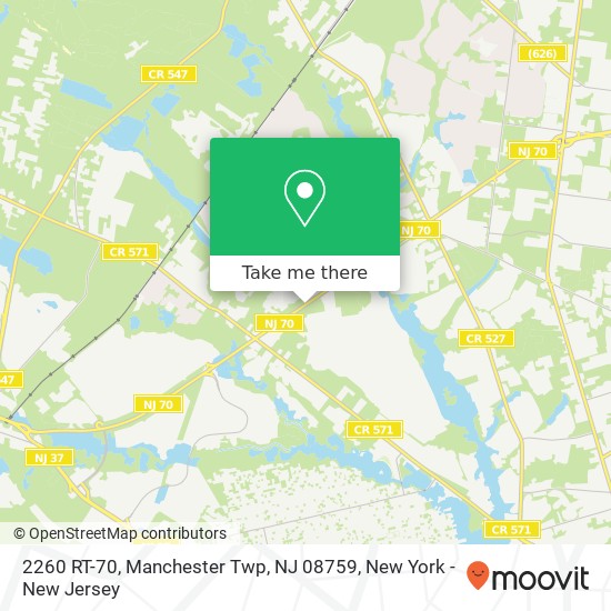 Mapa de 2260 RT-70, Manchester Twp, NJ 08759