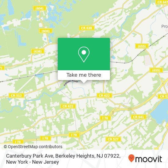 Mapa de Canterbury Park Ave, Berkeley Heights, NJ 07922