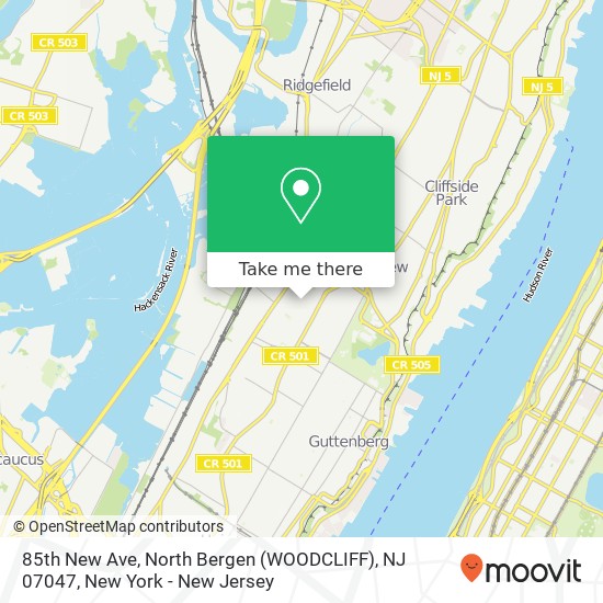 Mapa de 85th New Ave, North Bergen (WOODCLIFF), NJ 07047