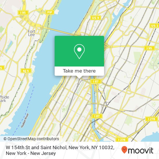 Mapa de W 154th St and Saint Nichol, New York, NY 10032