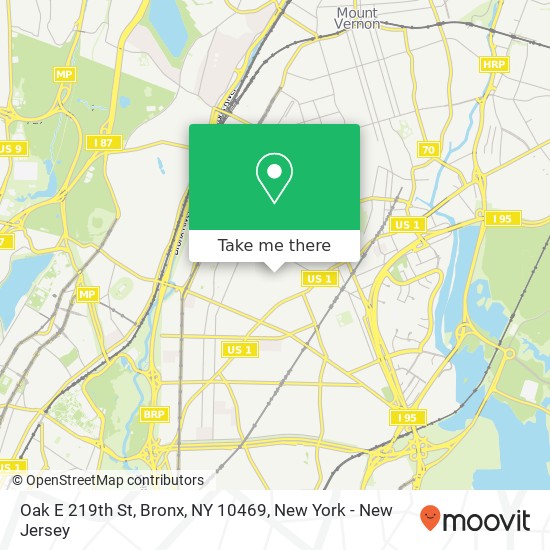 Mapa de Oak E 219th St, Bronx, NY 10469