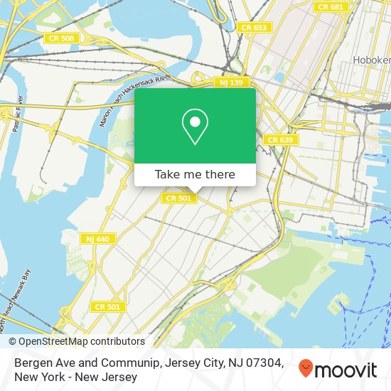 Mapa de Bergen Ave and Communip, Jersey City, NJ 07304