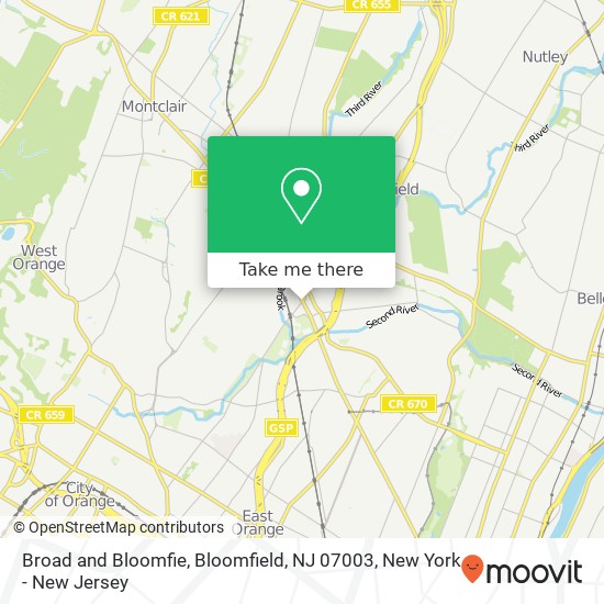 Mapa de Broad and Bloomfie, Bloomfield, NJ 07003