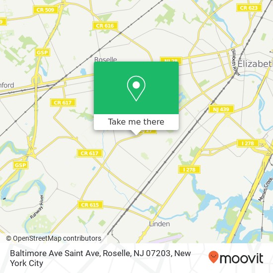 Baltimore Ave Saint Ave, Roselle, NJ 07203 map