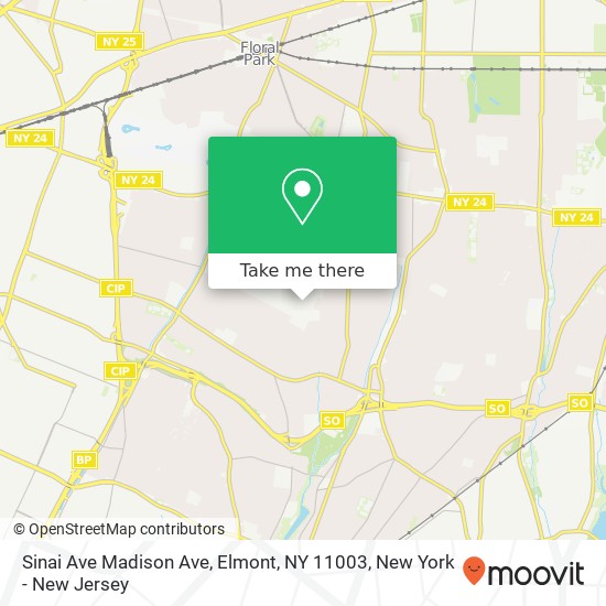 Mapa de Sinai Ave Madison Ave, Elmont, NY 11003