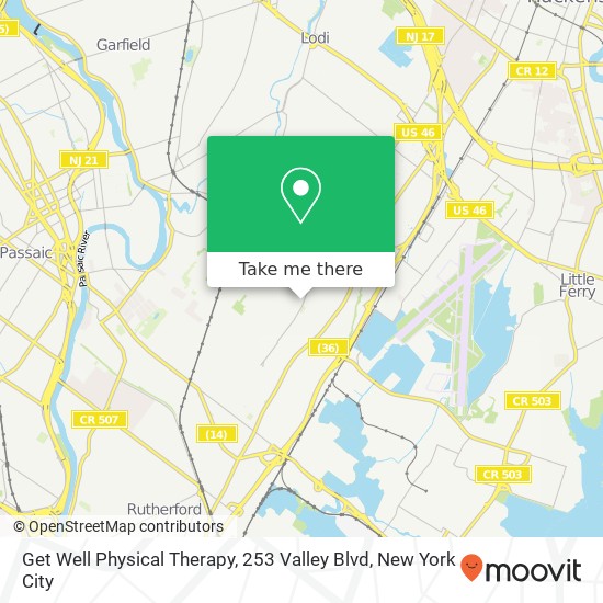 Mapa de Get Well Physical Therapy, 253 Valley Blvd