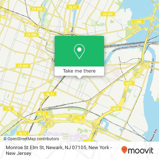 Monroe St Elm St, Newark, NJ 07105 map
