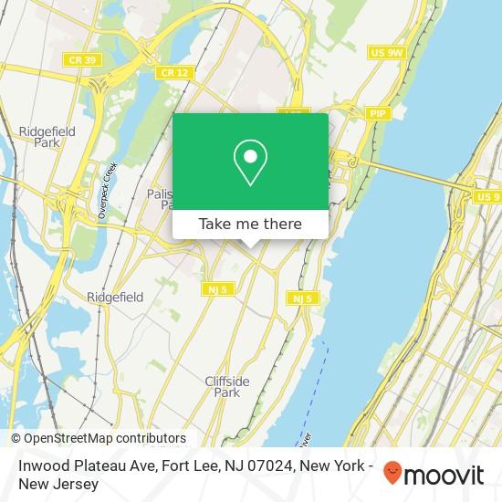Mapa de Inwood Plateau Ave, Fort Lee, NJ 07024