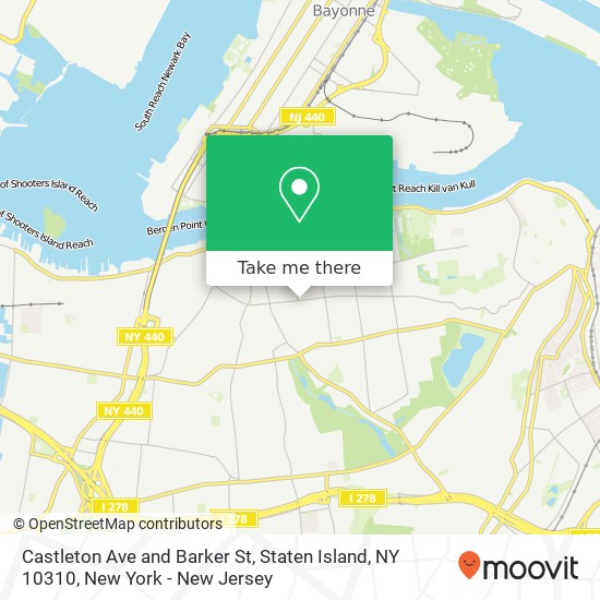 Mapa de Castleton Ave and Barker St, Staten Island, NY 10310
