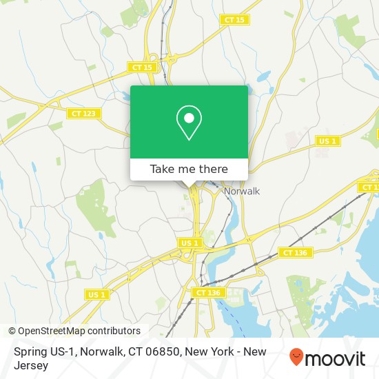 Mapa de Spring US-1, Norwalk, CT 06850