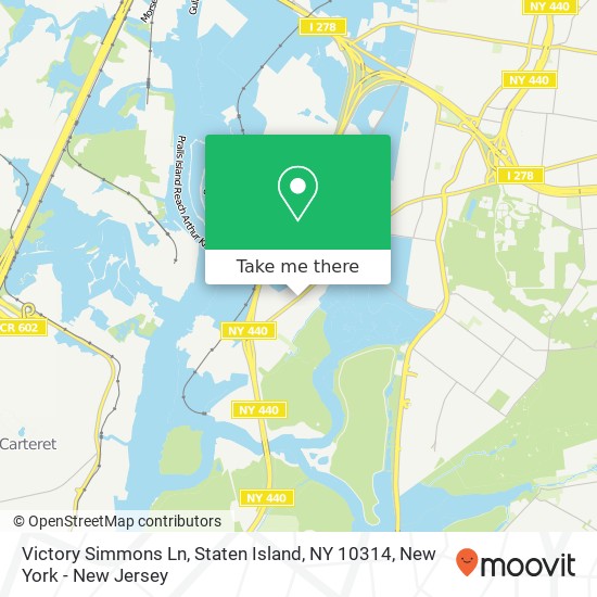 Mapa de Victory Simmons Ln, Staten Island, NY 10314
