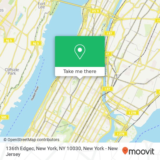 136th Edgec, New York, NY 10030 map