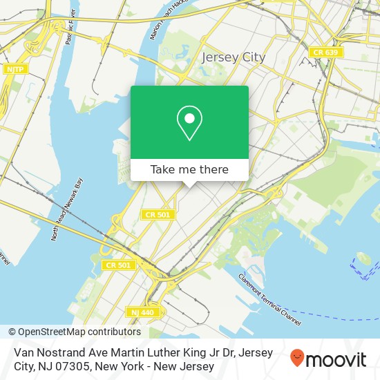 Mapa de Van Nostrand Ave Martin Luther King Jr Dr, Jersey City, NJ 07305