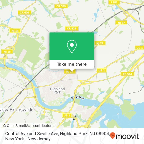 Mapa de Central Ave and Seville Ave, Highland Park, NJ 08904