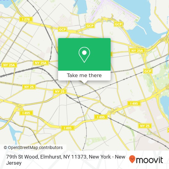 Mapa de 79th St Wood, Elmhurst, NY 11373
