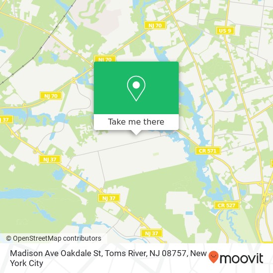 Mapa de Madison Ave Oakdale St, Toms River, NJ 08757
