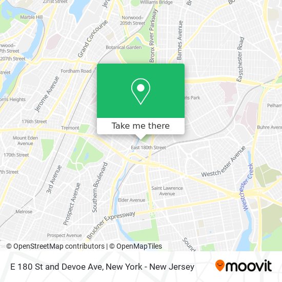 E 180 St and Devoe Ave map