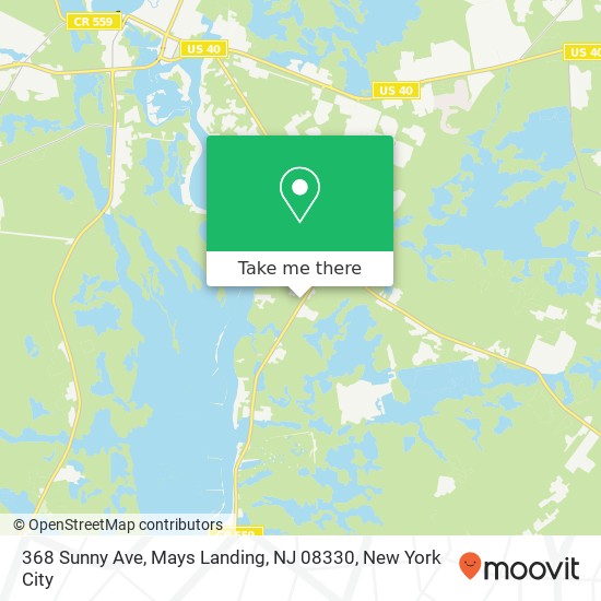 Mapa de 368 Sunny Ave, Mays Landing, NJ 08330