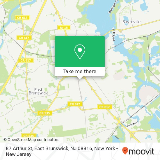 Mapa de 87 Arthur St, East Brunswick, NJ 08816