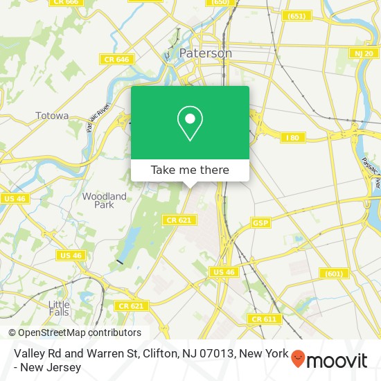 Valley Rd and Warren St, Clifton, NJ 07013 map