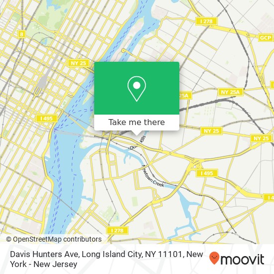 Mapa de Davis Hunters Ave, Long Island City, NY 11101