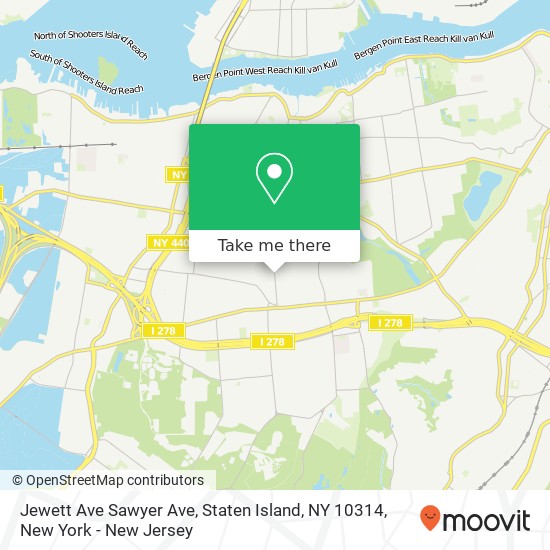 Mapa de Jewett Ave Sawyer Ave, Staten Island, NY 10314