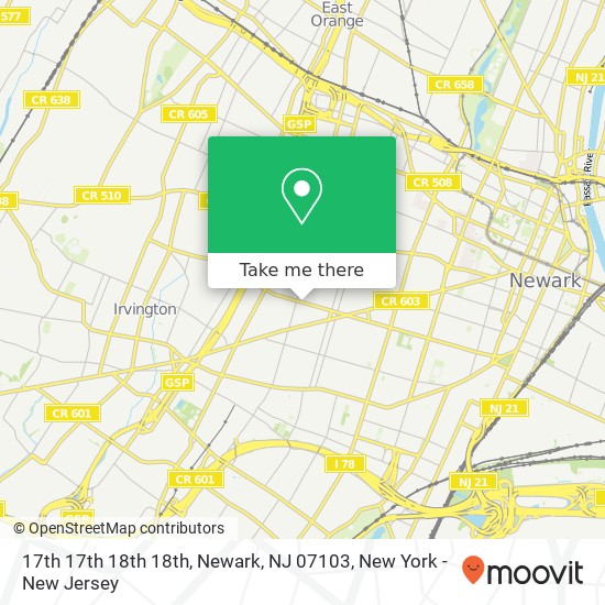 Mapa de 17th 17th 18th 18th, Newark, NJ 07103