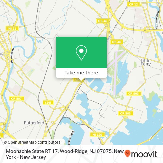 Mapa de Moonachie State RT 17, Wood-Ridge, NJ 07075