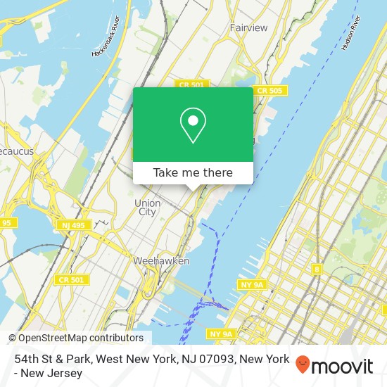 Mapa de 54th St & Park, West New York, NJ 07093