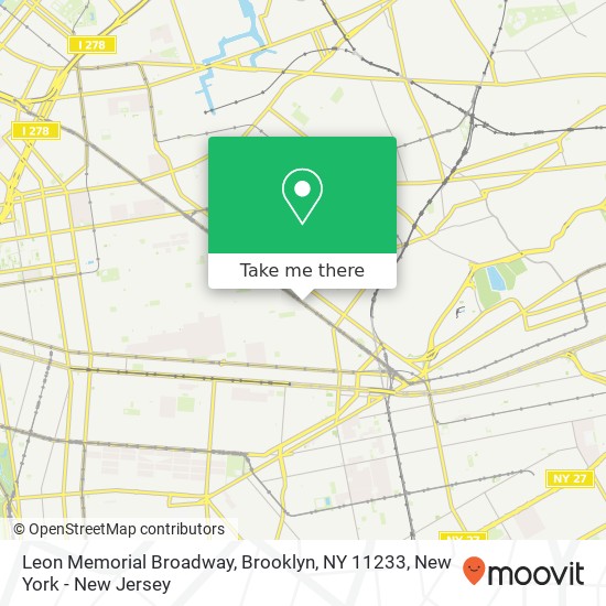 Mapa de Leon Memorial Broadway, Brooklyn, NY 11233