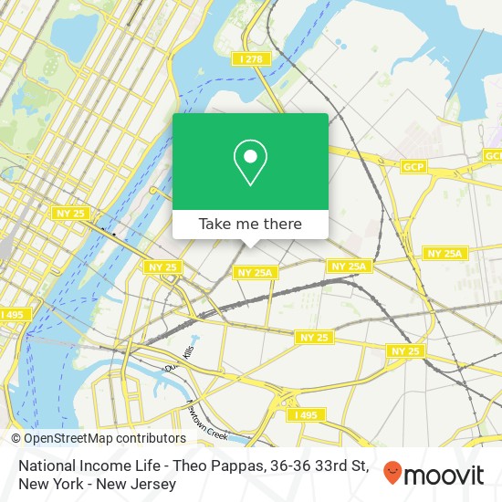 National Income Life - Theo Pappas, 36-36 33rd St map