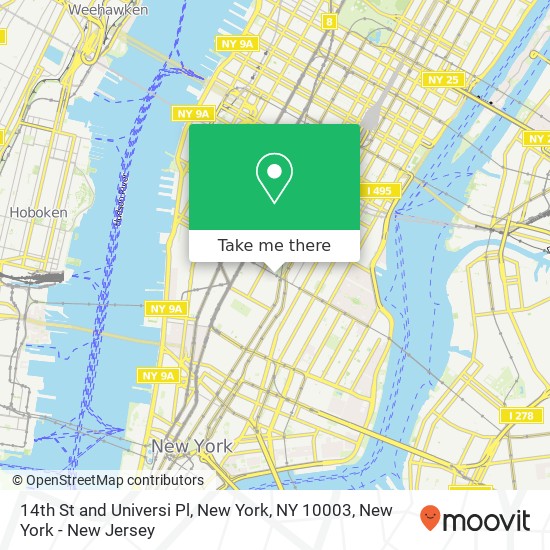 Mapa de 14th St and Universi Pl, New York, NY 10003