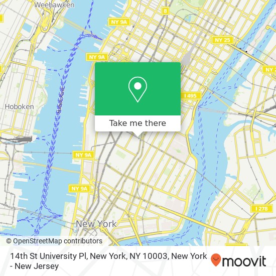 14th St University Pl, New York, NY 10003 map