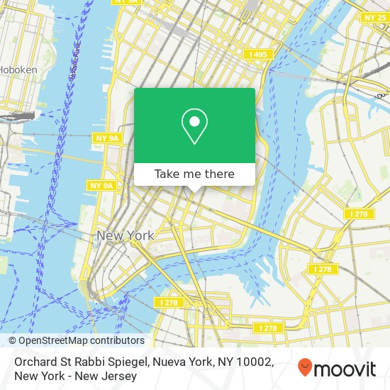 Mapa de Orchard St Rabbi Spiegel, Nueva York, NY 10002