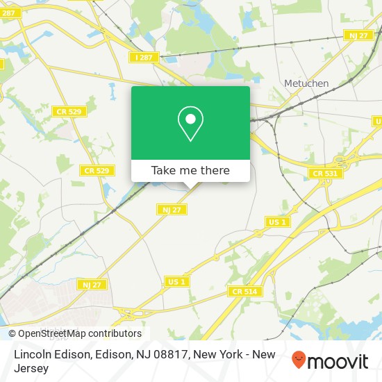 Mapa de Lincoln Edison, Edison, NJ 08817