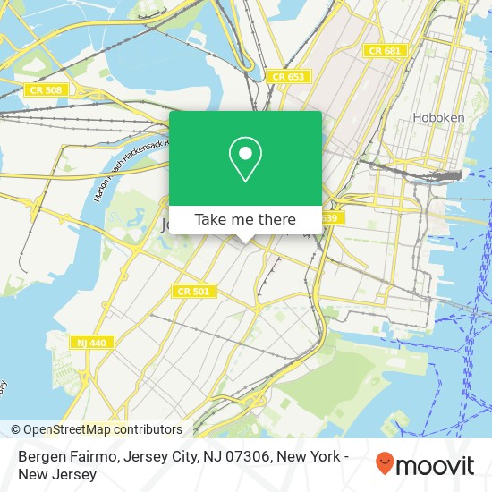 Mapa de Bergen Fairmo, Jersey City, NJ 07306