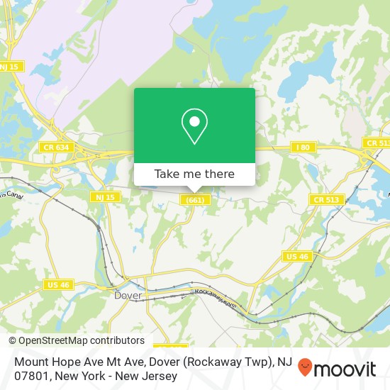 Mapa de Mount Hope Ave Mt Ave, Dover (Rockaway Twp), NJ 07801