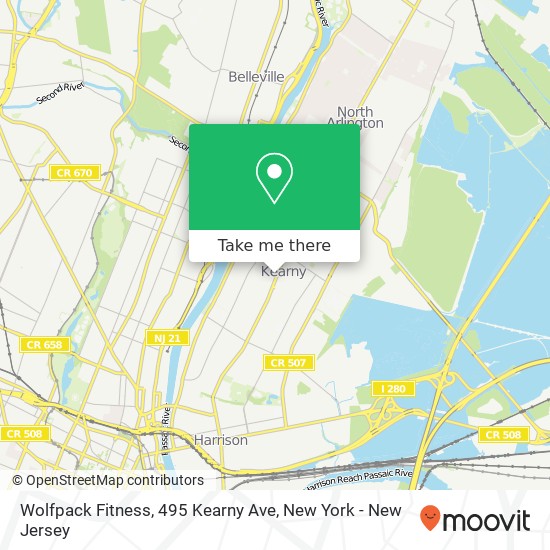 Mapa de Wolfpack Fitness, 495 Kearny Ave