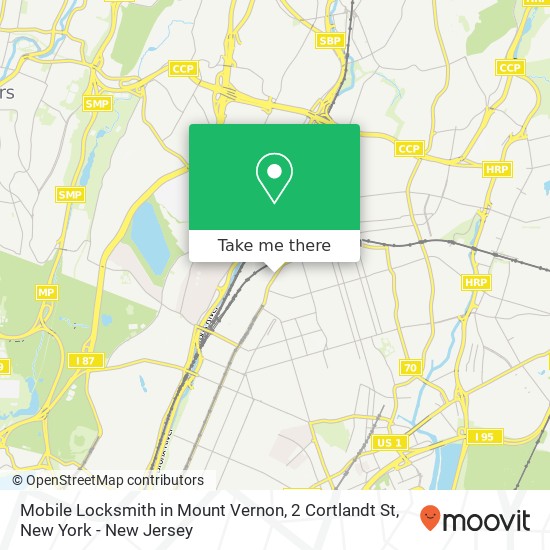 Mobile Locksmith in Mount Vernon, 2 Cortlandt St map
