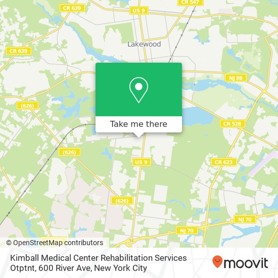Mapa de Kimball Medical Center Rehabilitation Services Otptnt, 600 River Ave