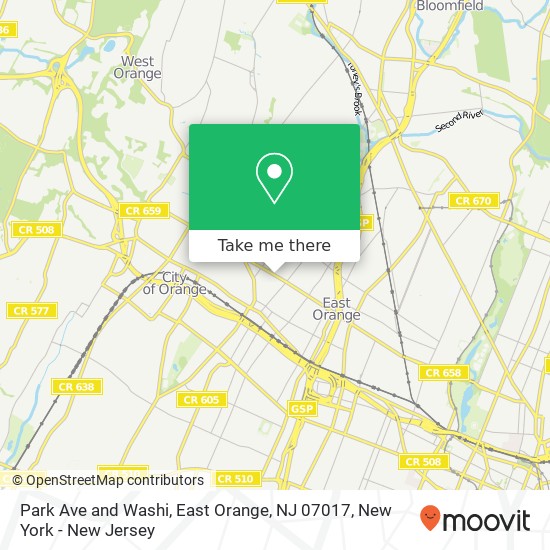 Mapa de Park Ave and Washi, East Orange, NJ 07017