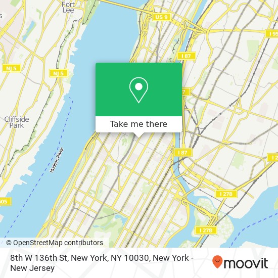 Mapa de 8th W 136th St, New York, NY 10030