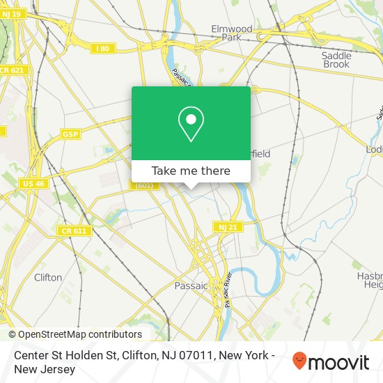 Mapa de Center St Holden St, Clifton, NJ 07011