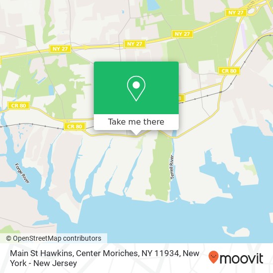 Mapa de Main St Hawkins, Center Moriches, NY 11934