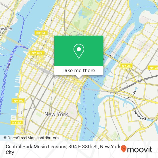 Mapa de Central Park Music Lessons, 304 E 38th St