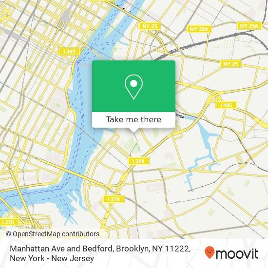 Mapa de Manhattan Ave and Bedford, Brooklyn, NY 11222