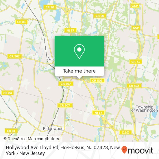 Mapa de Hollywood Ave Lloyd Rd, Ho-Ho-Kus, NJ 07423