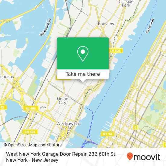 West New York Garage Door Repair, 232 60th St map